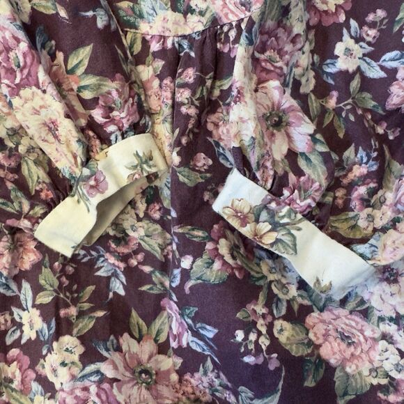 Vintage Polly Flinders Hand Smocked Dress Floral Pink/purple Sz 5 Cottage - Picture 6 of 10